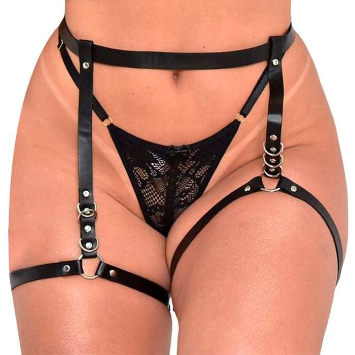 Cinta Liga Sado Sensual Êxtase em Couro Sintético